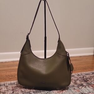 Coach Olive Green Pebble Leather Shoulder Bag